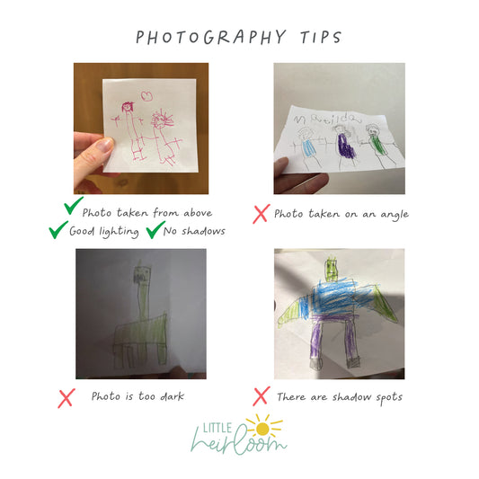 Photography tips for submitting Childrens Drawings | Little Heirloom