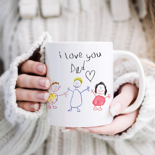 I love you dad Mug made from Childs Drawing | Gifts for Dad | Little Heirloom