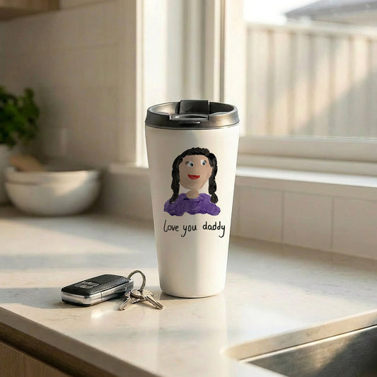 Travel Mug for Dads made with Child's Drawing | Gifts for Dad | Little Heirloom