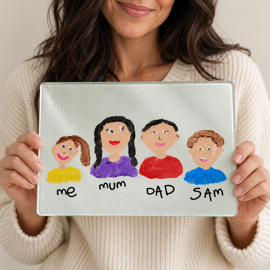 Glass Chopping Board Made From Your Children's Artwork