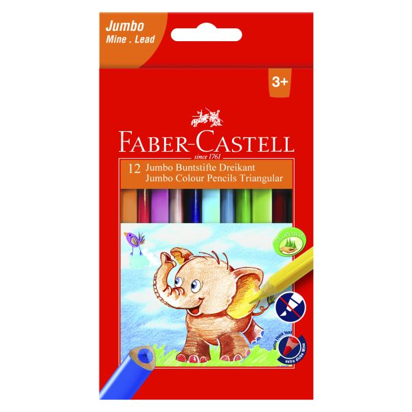 Faber-Castell Jumbo Triangular Colour Pencils – Box of 12