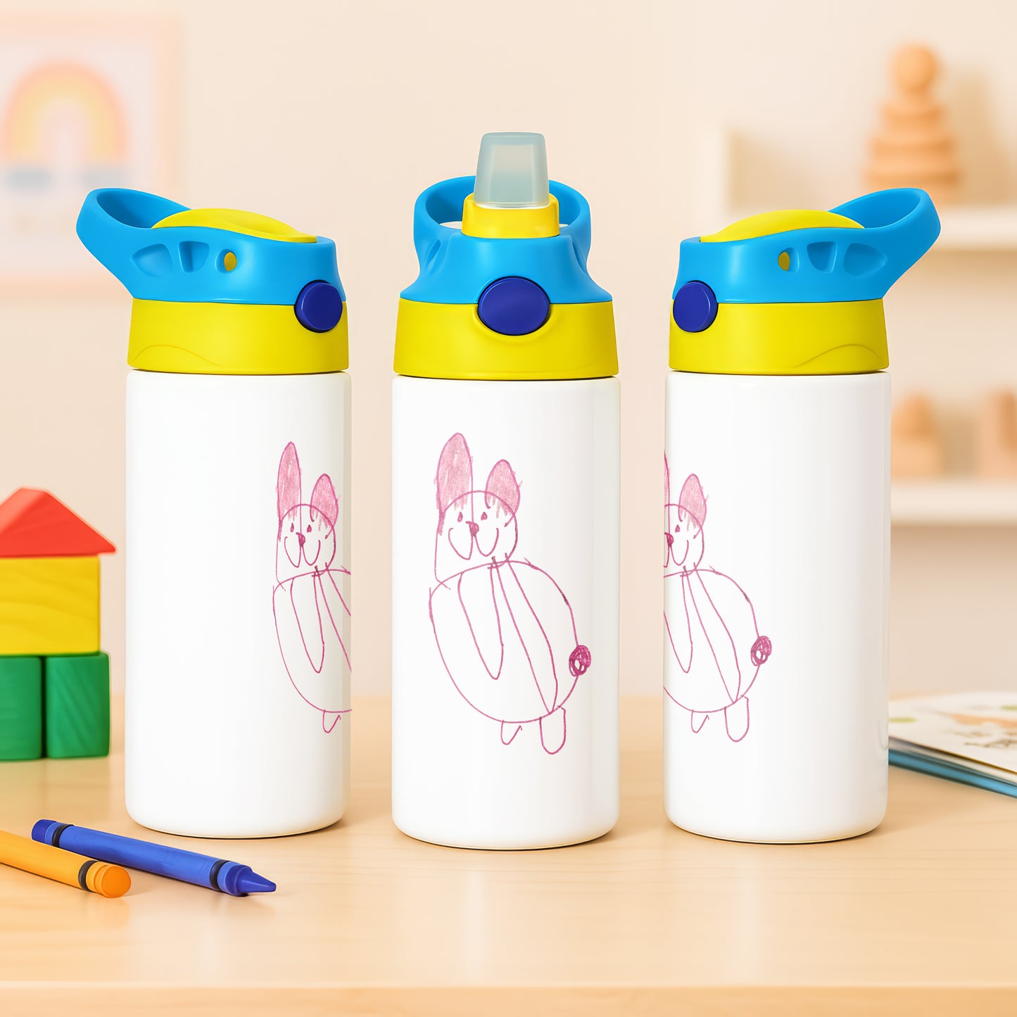 School Water Bottle Made From Your Children's Artwork