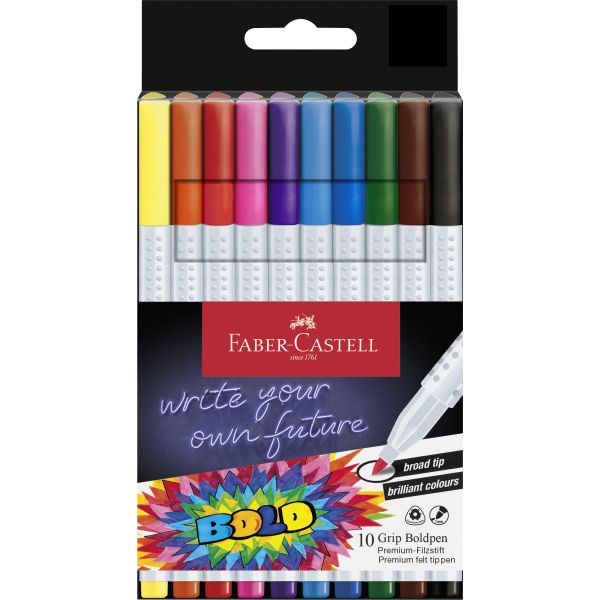 Faber-Castell GRIP Boldpen Markers – Set of 10