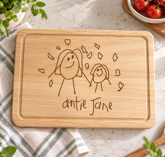 Wood Chopping Board Engraved with Children’s Artwork