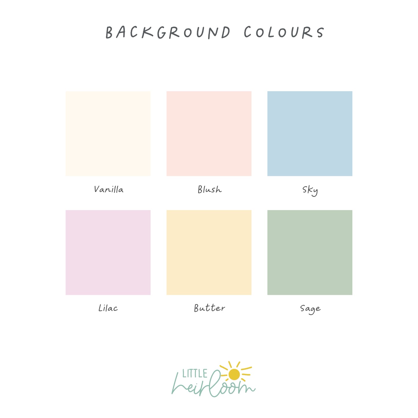Background Colour Options | Little Heirloom