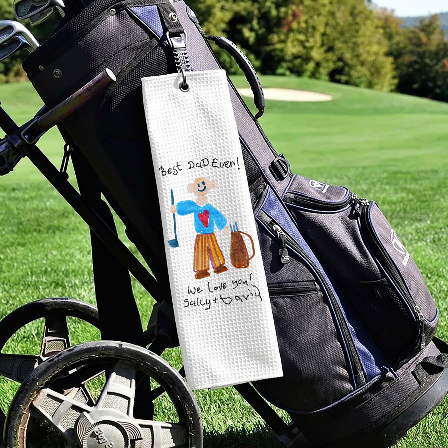 Golf Towel with Child's Drawing | Gift for Dads | Little Heirloom
