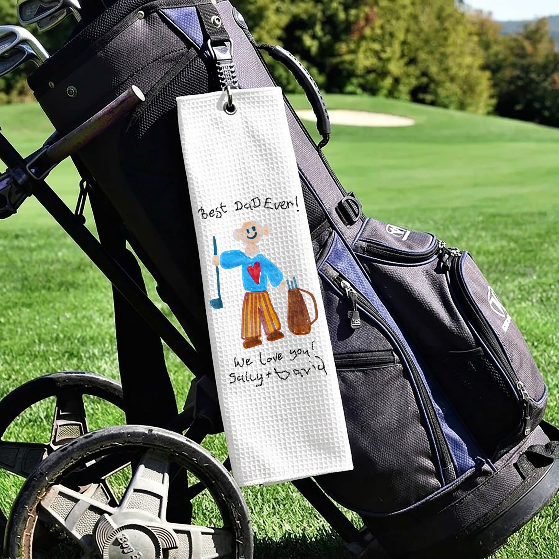 Golf Towel with Child's Drawing | Gift for Dads | Little Heirloom