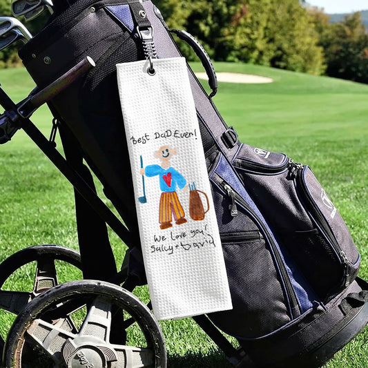 Golf Towel with Child's Drawing | Gift for Dads | Little Heirloom