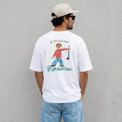 Dad wearing a white t-shirt with a child'a drawing | Gift for Dads | Little Heirloom