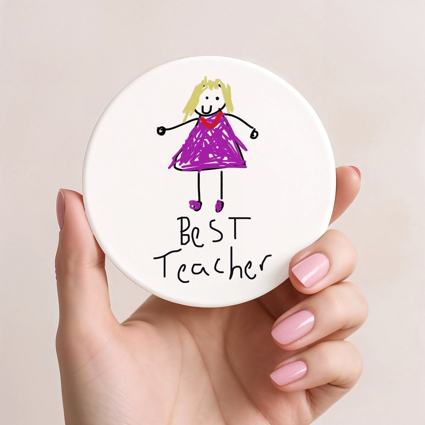 Ceramic Coaster for Teachers made with Child's Artwork |Gift for teachers | Little Heirloom