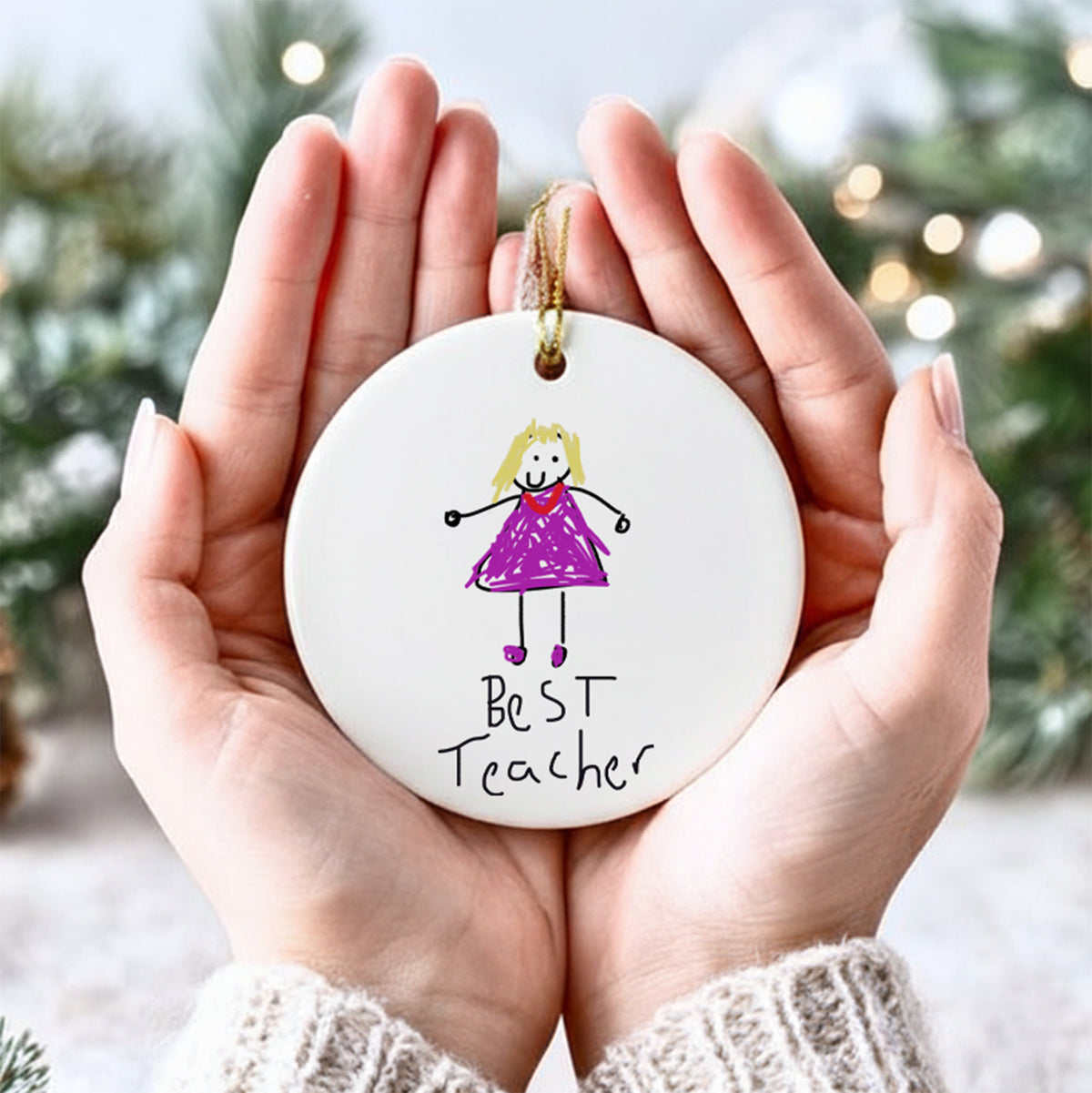Teacher Christmas Bauble made from Children's drawings | Gift fro teachers  Little Heirloom