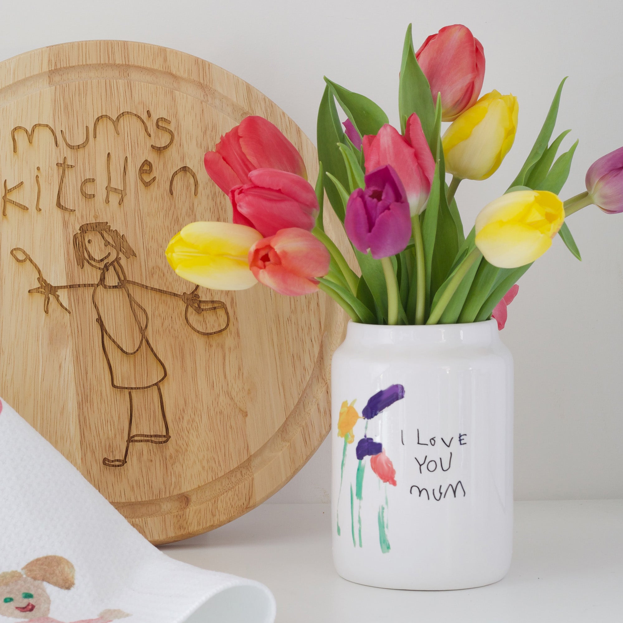 White ceramic vase with childrens artwork | Little Heirloom