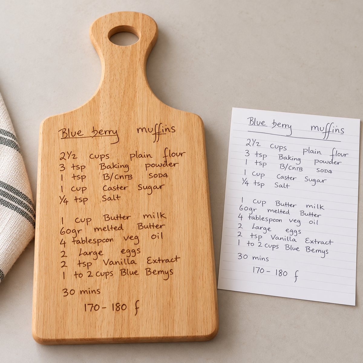Christmas Recipe Board Engraved with Your Loved One's Handwriting