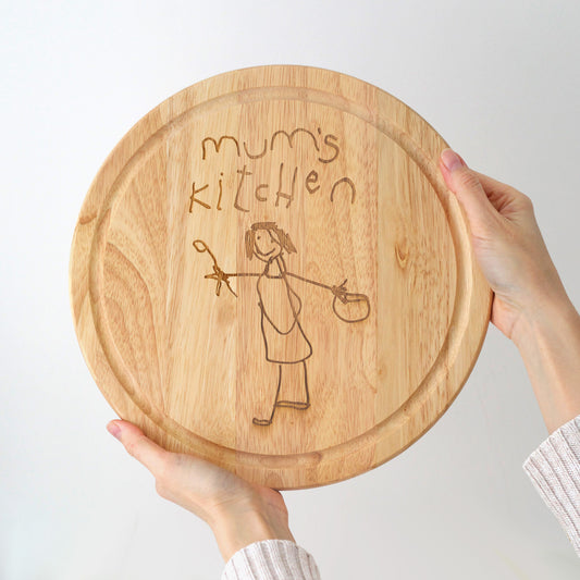 Wooden Bread Board Engraved with Children’s Artwork