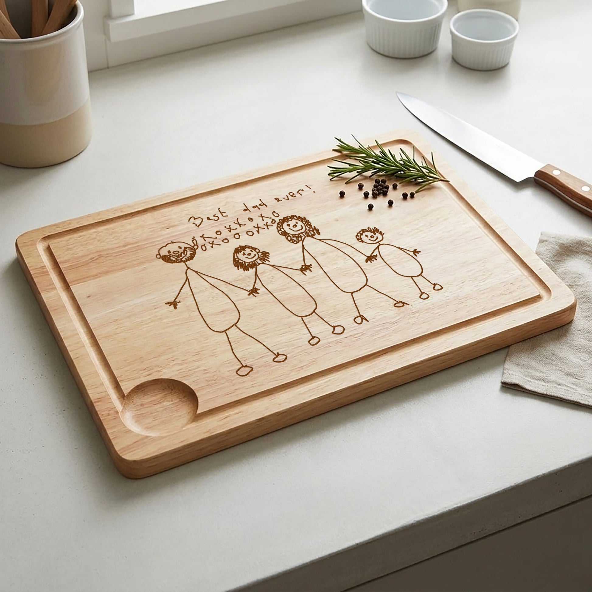 Wooden Cutting Board with Child's Writing and Drawing | Father's Day Gifts | Little Heirloom