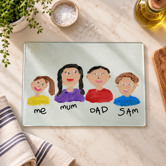 Glass Chopping Board Made From Your Children's Artwork