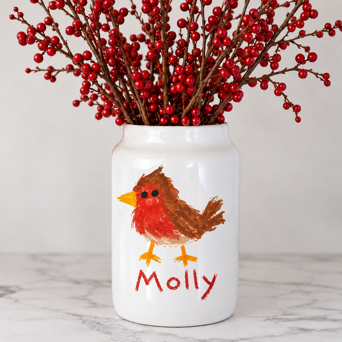 Christmas Vase Made From Your Children's Artwork