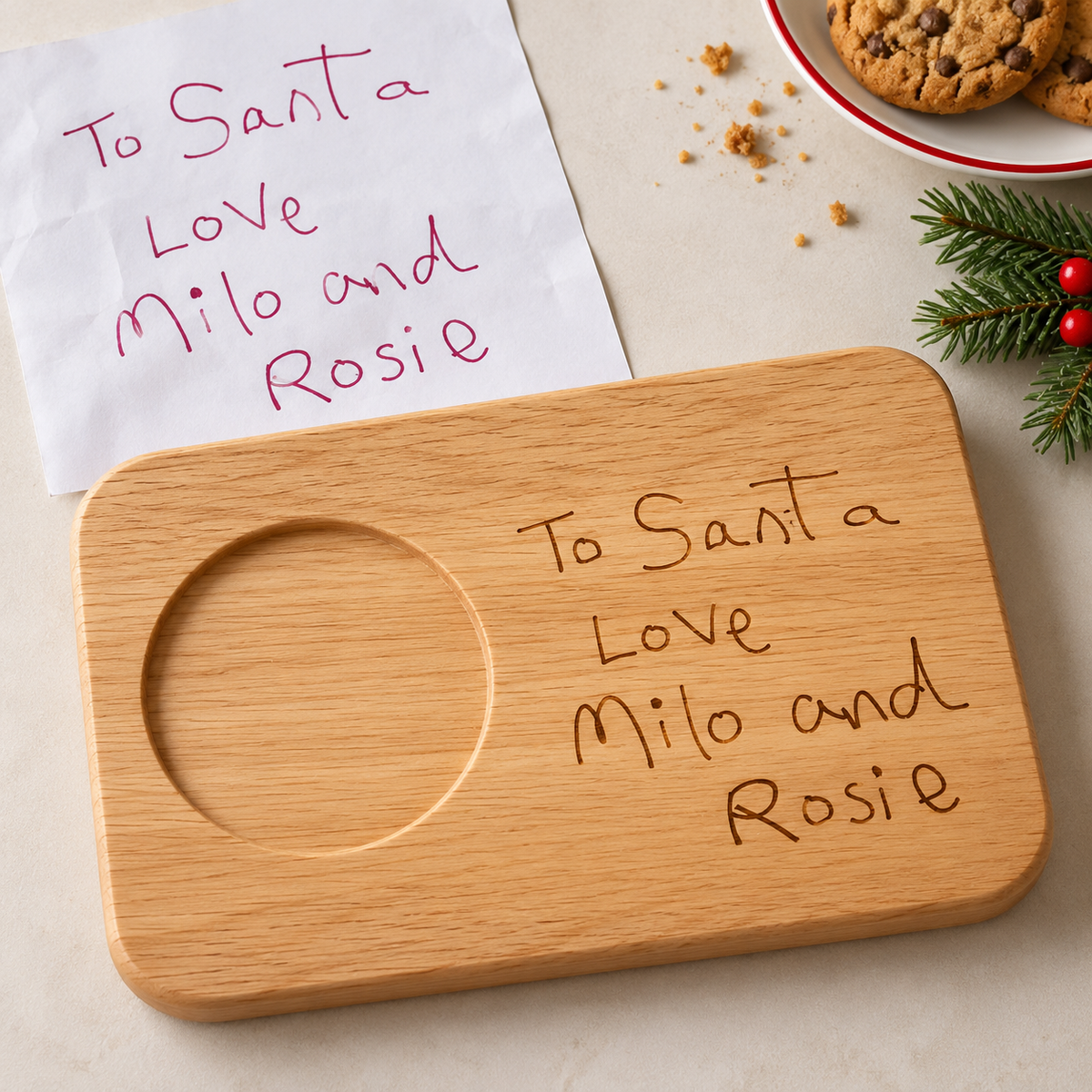 Santa Treat Board Engraved with Children’s Artwork