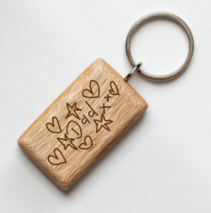 Wood Keyring with a child's writing "dad xx" | Little Heirloom