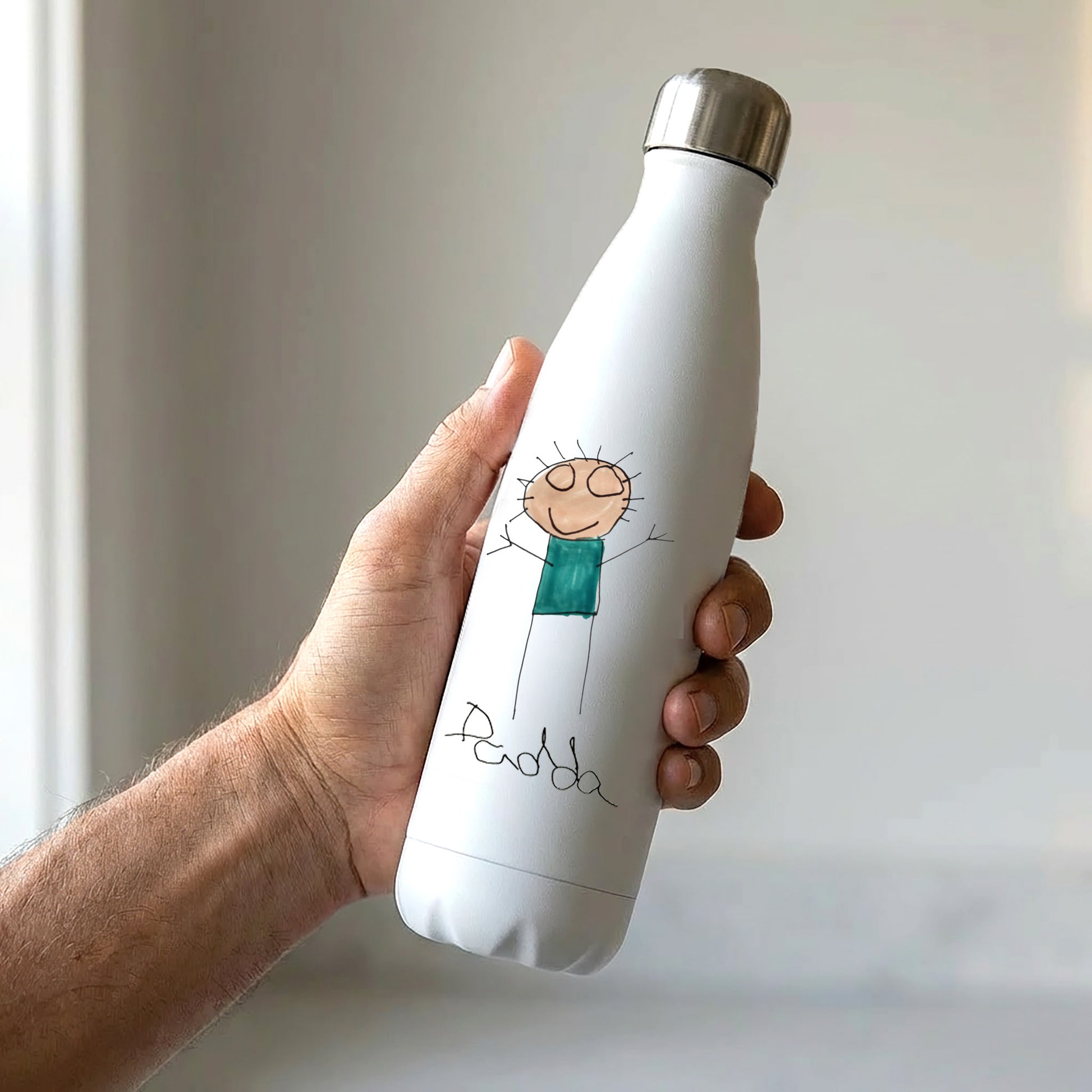 Child's Drawing of Daddy on a Water Bottle | Gifts for Dads | Little Heirloom