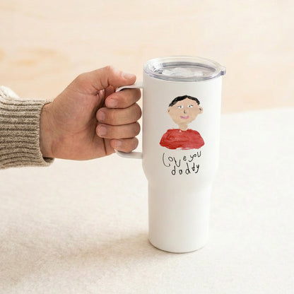 Thermal Travel Mug for Dads with Child's Drawing of Daddy on it | Father's Day Gifts | Little Heirloom