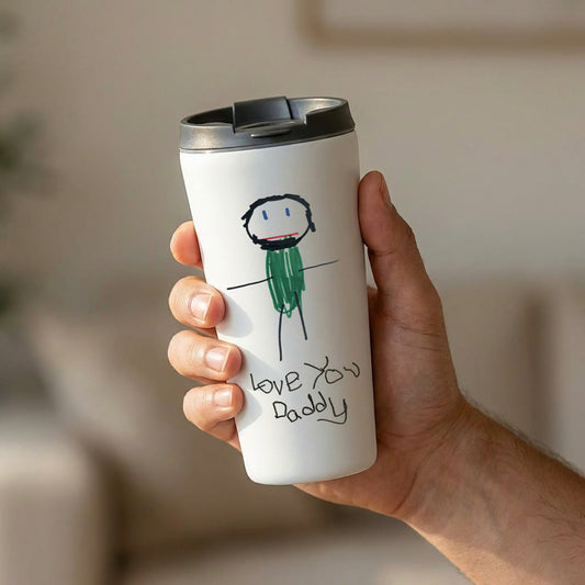 Travel Mug for Dads made with Child's Drawing | Gifts for Dad | Little Heirloom