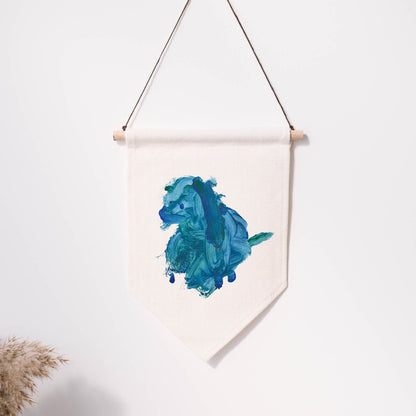 Hanging banner with blue floral design on a white background | Little Heirloom