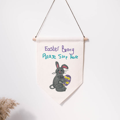 Easter Bunny Please Stop Here Banner Drawn by a Child | Little Heirloom