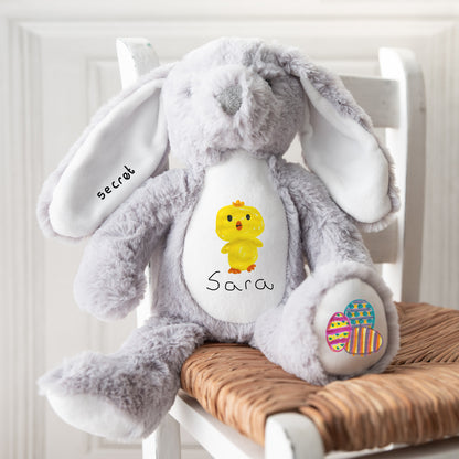 Grey Plush Easter Bunny | Children's Artwork Printed onto a Plush Toy |Little Heirloom