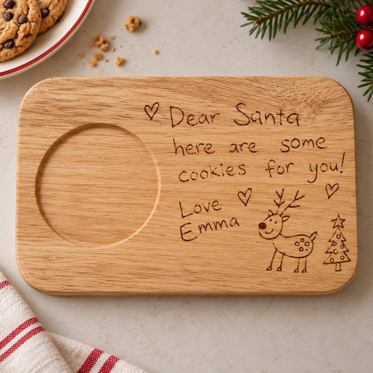 Santa Treat Board Engraved with Children’s Artwork