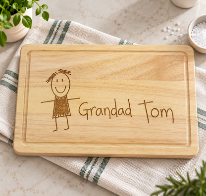 Wood Chopping Board Engraved with Children’s Artwork