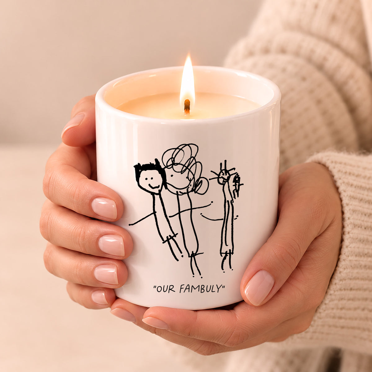 Christmas Candle Made From Your Children's Artwork | Hand-Poured Soy Wax