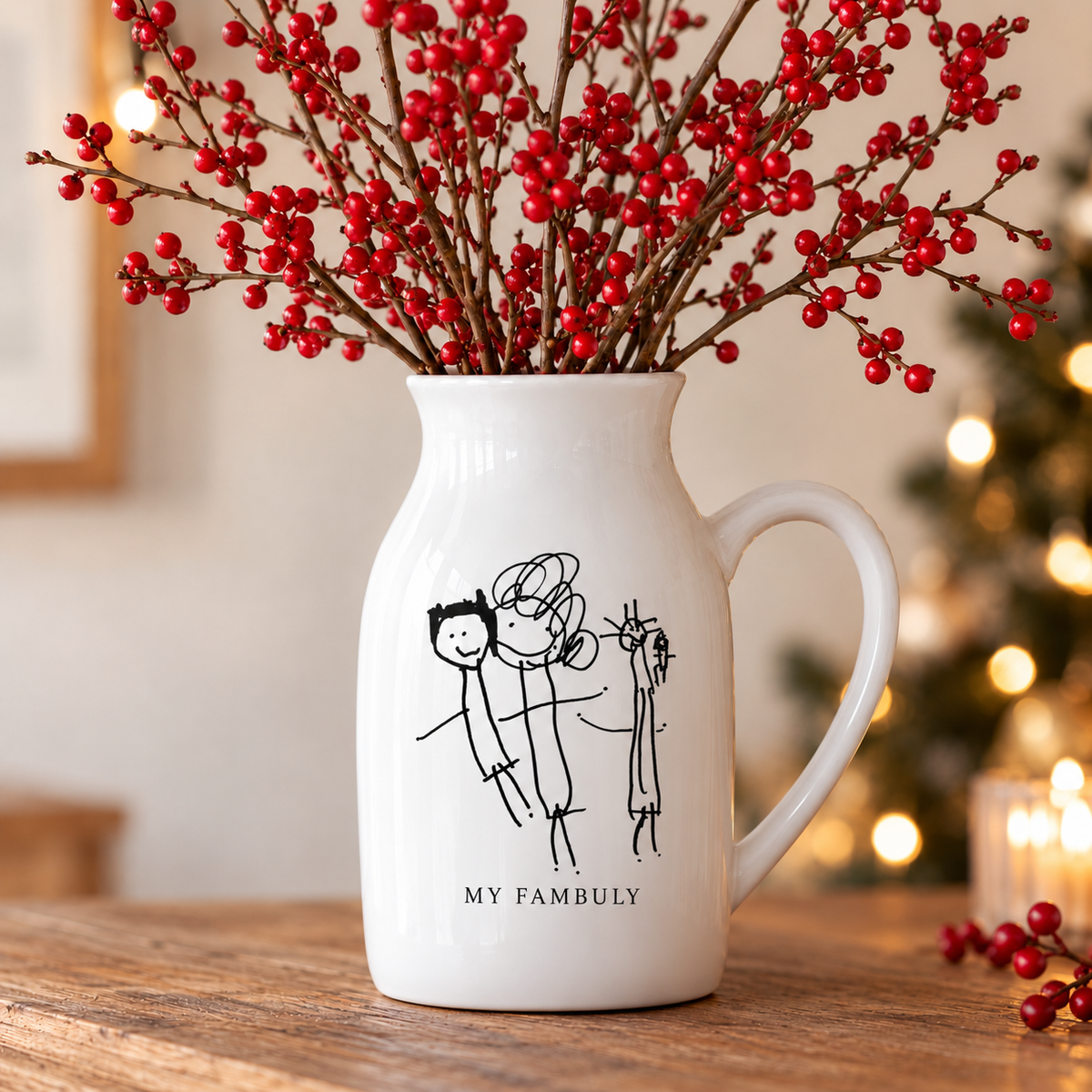 Christmas Milk Vase Made From Your Children's Artwork