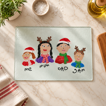 Christmas Glass Chopping Board Made From Your Children's Artwork
