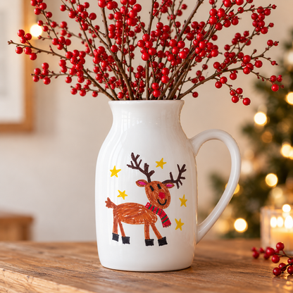 Christmas Milk Vase Made From Your Children's Artwork