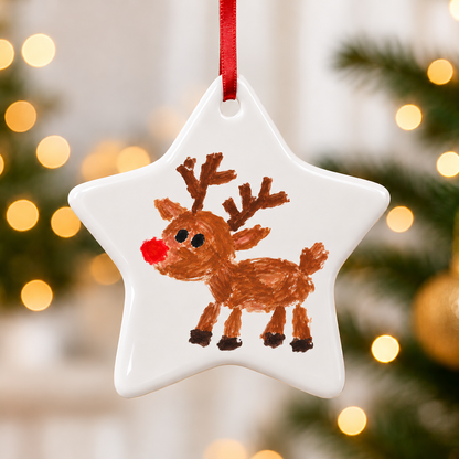 Star Christmas Tree Decoration Made From Your Children's Artwork
