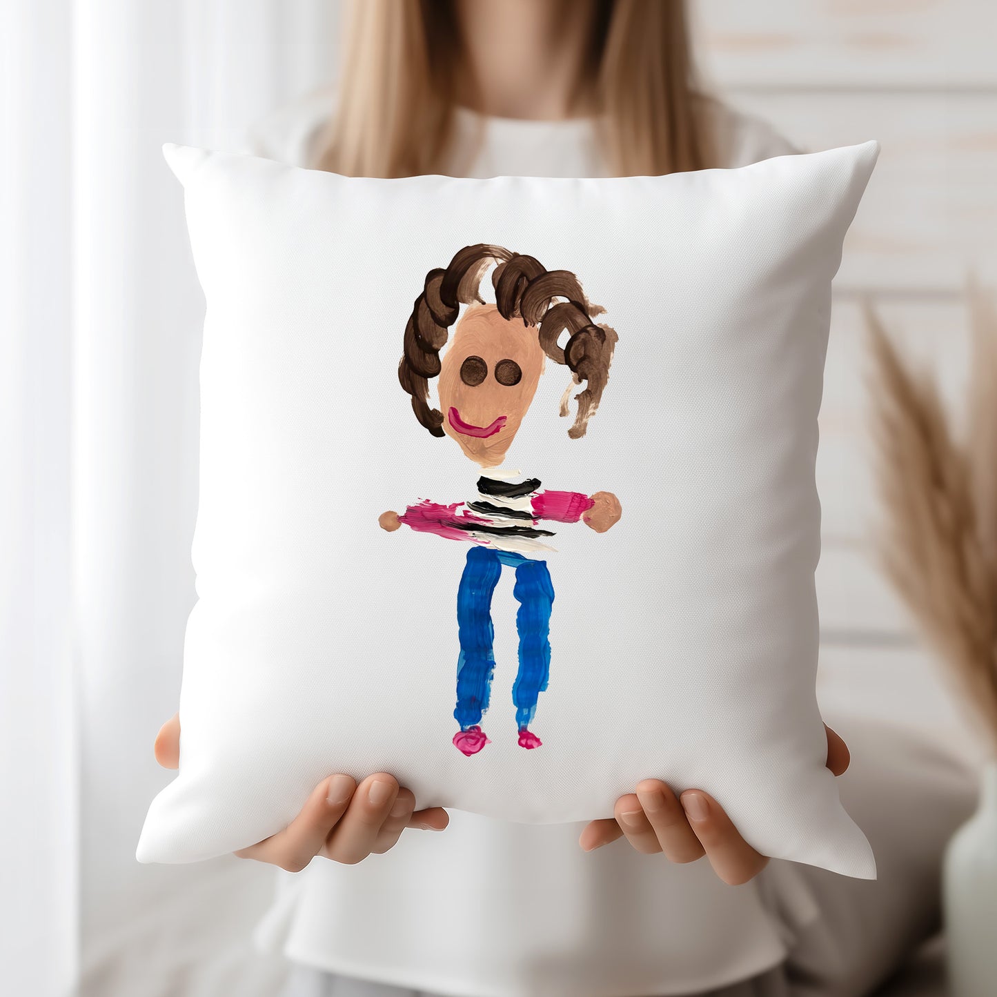 Cushion Cover printed with Child's Painting of Gabby | Little Heirloom