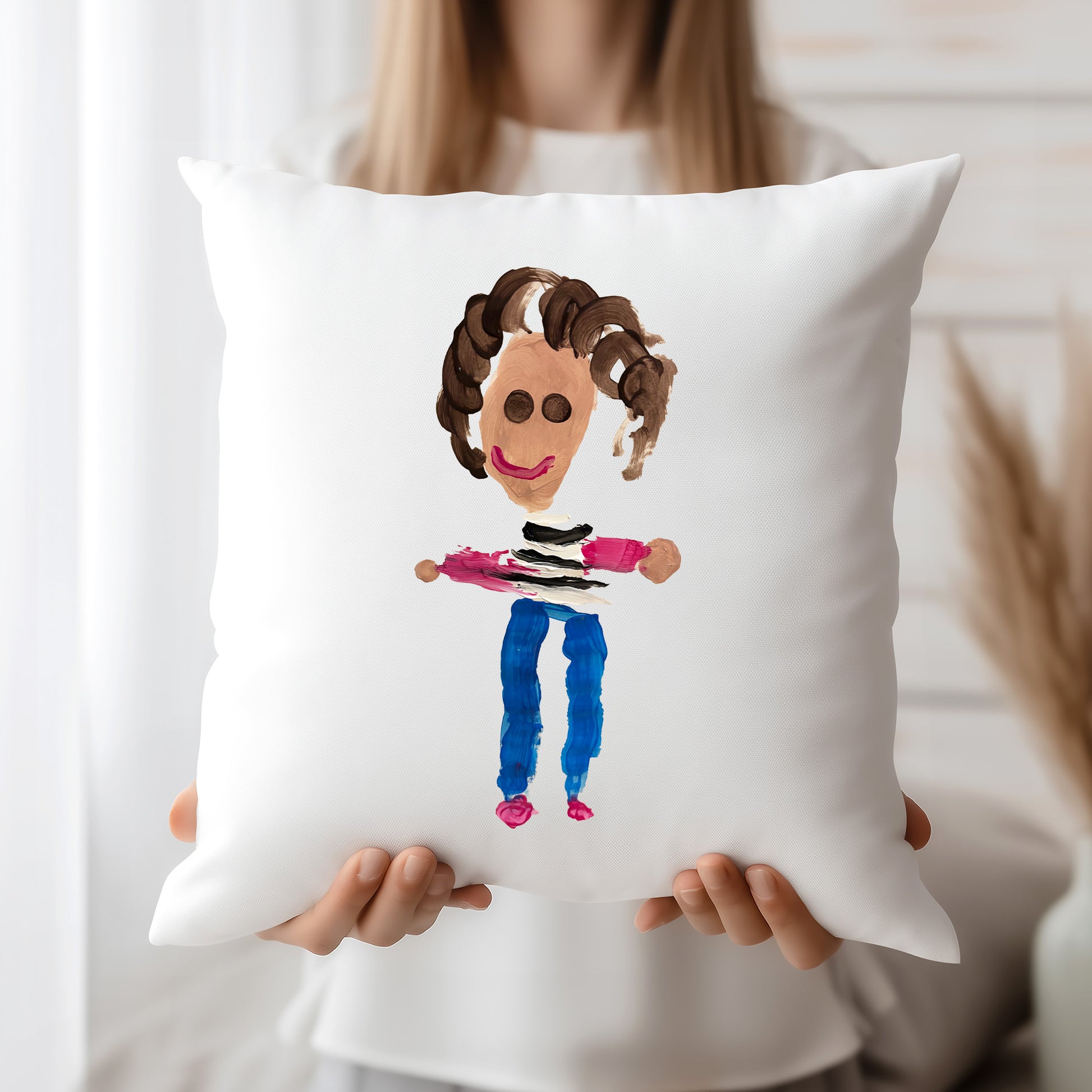 Cushion Cover printed with Child's Painting of Gabby | Little Heirloom