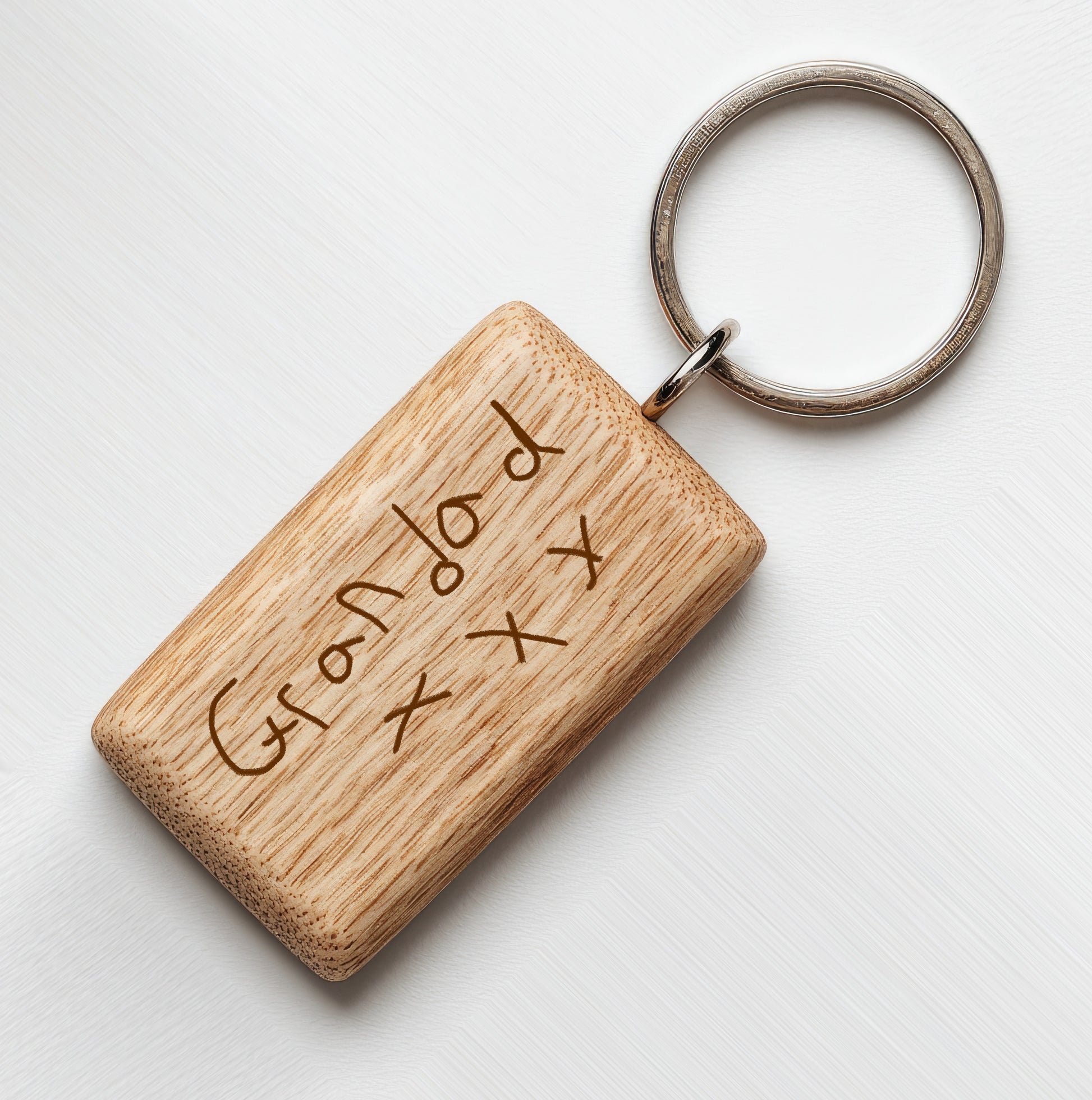 Wood Keyring with a child' writing 'Grandad xxx' | Little Heirloom