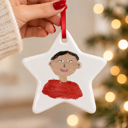 Star Christmas Tree Decoration Made From Your Children's Artwork