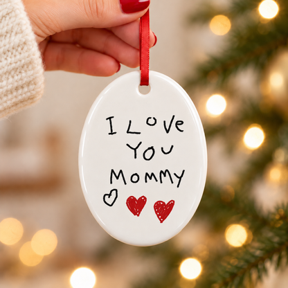 Oval Christmas Tree Decoration Made From Your Children's Artwork