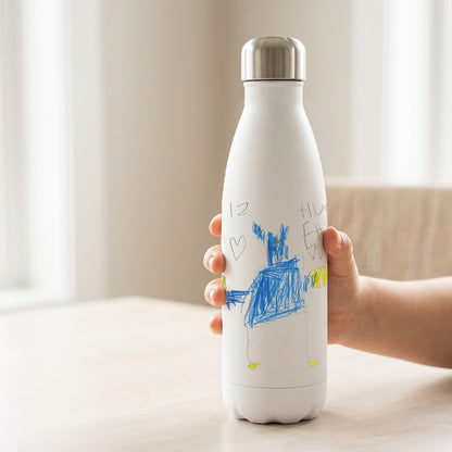 Kids Water Bottle for School with their drawings printed on it | Little Heirloom