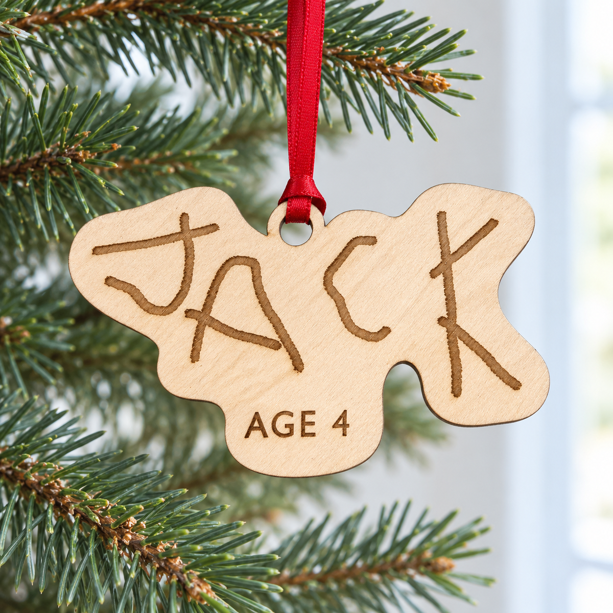 Wooden Christmas Tree Decoration Made From Your Children's Handwriting