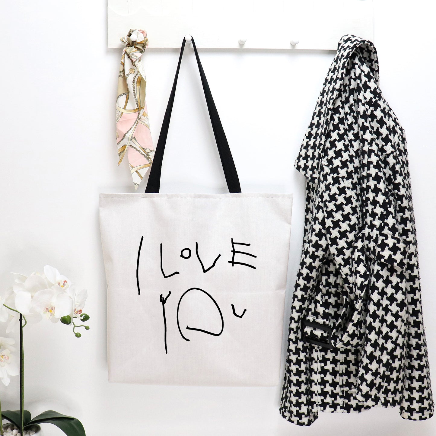 Tote Bag with Child's I Love You Handwriting Printed on Front | Little Heirloom