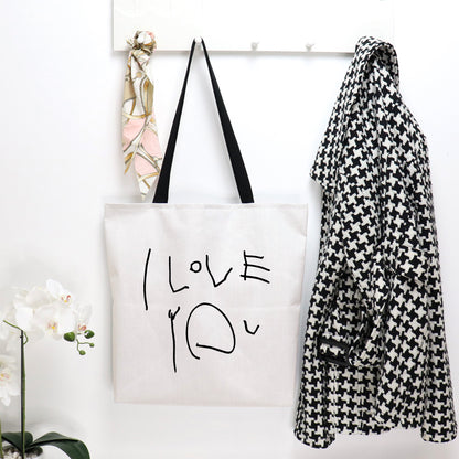 Tote Bag with Child's I Love You Handwriting Printed on Front | Little Heirloom
