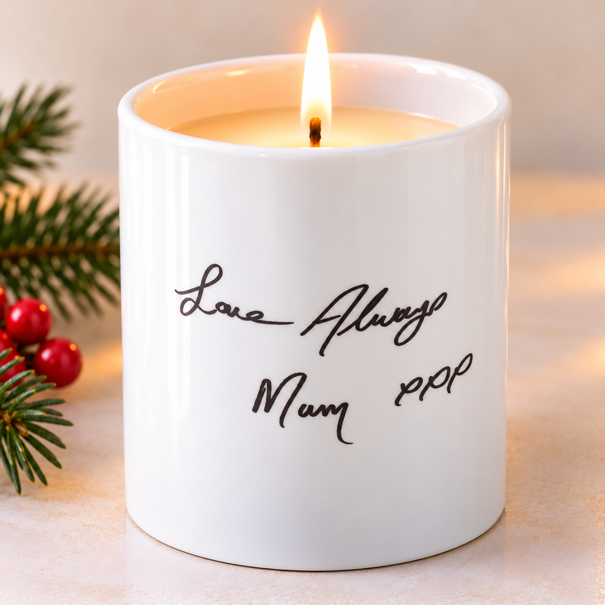 Christmas Candle Made From Loved One's Handwriting | Hand-Poured Soy Wax