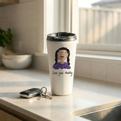 Travel Mug for Dads made with Child's Drawing | Gifts for Dad | Little Heirloom
