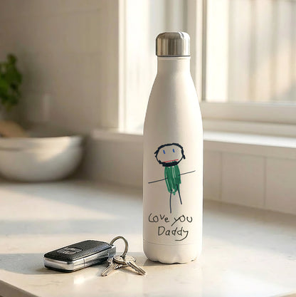 Child's Drawing of Daddy on a Water Bottle | Gifts for Dads | Little Heirloom