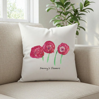 Cushion Cover printed with Child's Painting of Flowers | Little Heirloom