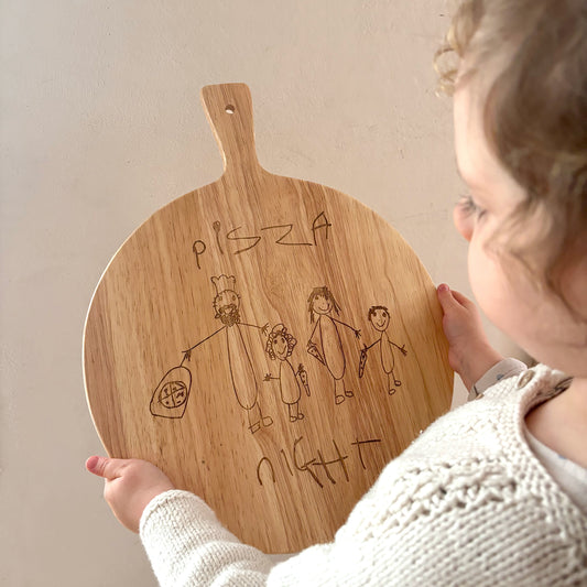 Pizza Board Engraved with Children’s Artwork